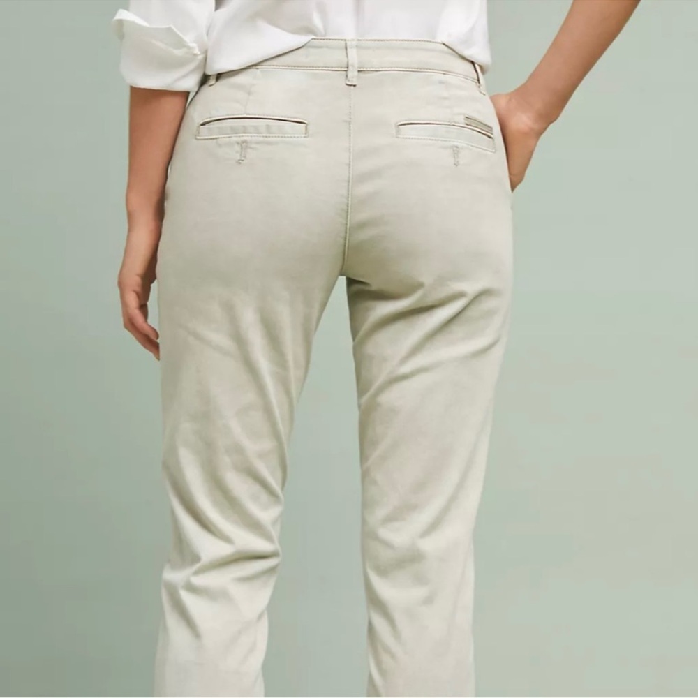CHINO by Anthropologie cropped embroidered distressed floral patch khakis 26 - Picture 3 of 10
